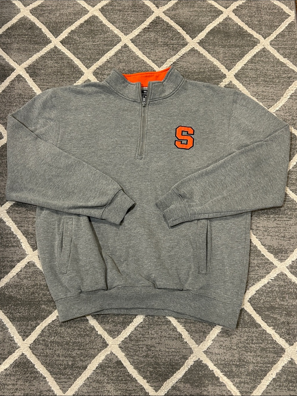 Syracuse Men's Gray Quarter-Zip Sweatshirt with Orange S Patch